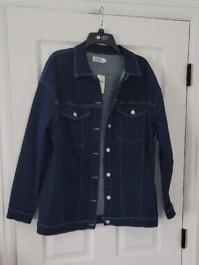 Windsor Navy Button-Front Jean Jacket